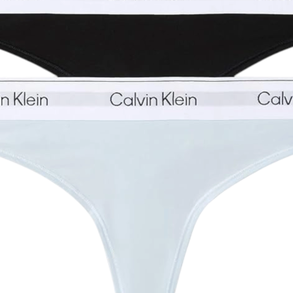 Calvin Klein - Γυναικείο String Icon 2 Pack Cotton Modal LV00QF8834-PSO Μαύρο/Γαλάζιο