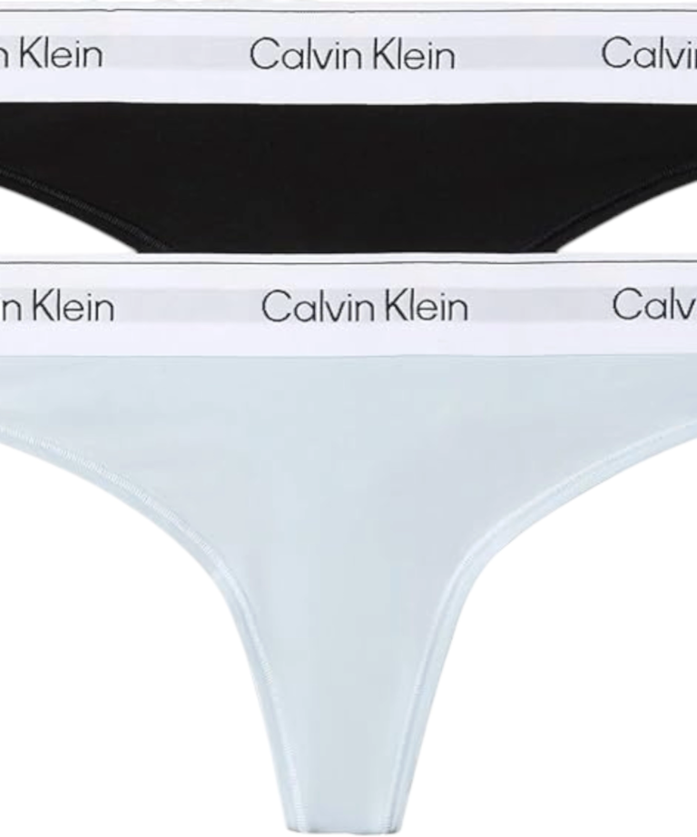 Calvin Klein - Γυναικείο String Icon 2 Pack Cotton Modal LV00QF8834-PSO Μαύρο/Γαλάζιο