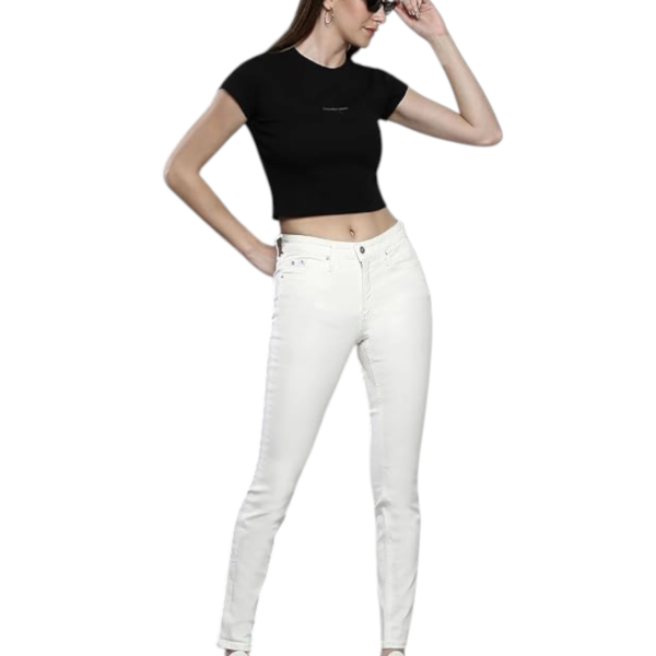 Calvin Klein - Γυναικείο Παντελόνι Τζιν Mid Rise Skinny J20J220618-1AA Λευκό