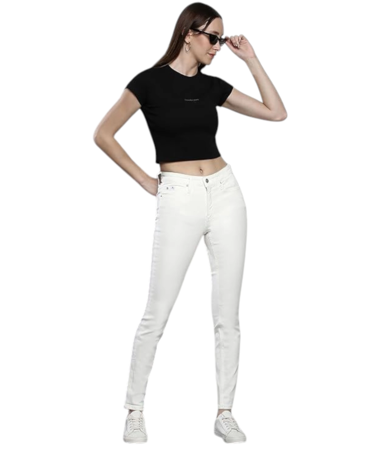 Calvin Klein - Γυναικείο Παντελόνι Τζιν Mid Rise Skinny J20J220618-1AA Λευκό
