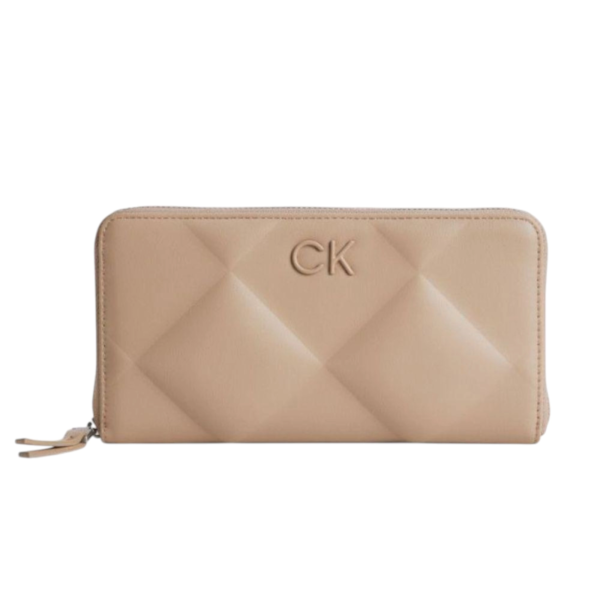 Calvin Klein - Γυναικείο Πορτοφόλι Μεγάλο Re-Lock Quilt Za K60K610774-A04 Μπεζ/Καφέ