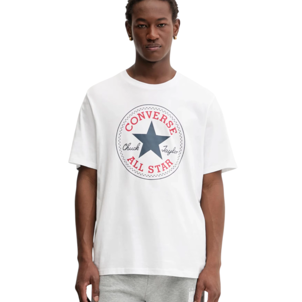 Converse - Ανδρικό T‑shirt Chuck Taylor All Star Patch Relaxed Fit CVM5T459-100 Λευκό CVM5T459-100