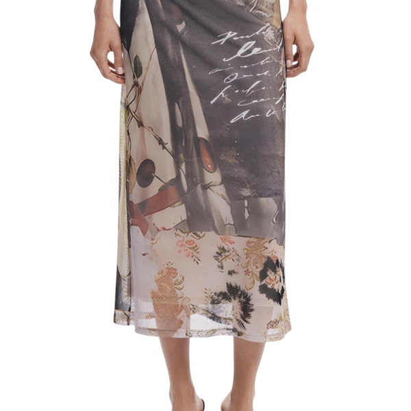 Desigual - Γυναικεία Midi Φούστα Collage Tulle Skirt 25WWFK05-2002 Πολύχρωμο