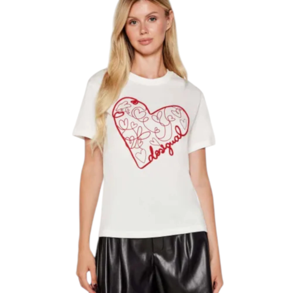 Desigual - Γυναικεία Κοντομάνικη Μπλούζα Rome 25WWTK50-1000 Λευκό