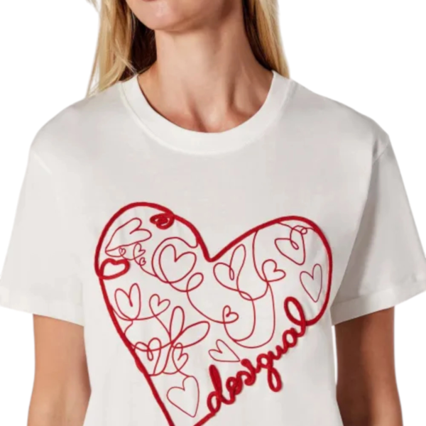 Desigual - Γυναικεία Κοντομάνικη Μπλούζα Rome 25WWTK50-1000 Λευκό 25WWTK50-1000