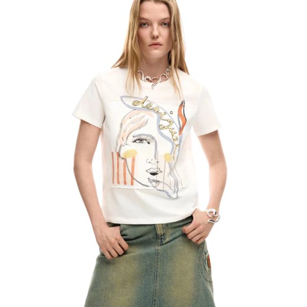 Desigual - Γυναικεία Κοντομάνικη Μπλούζα Vilma 26SWTK51-1000 Λευκό