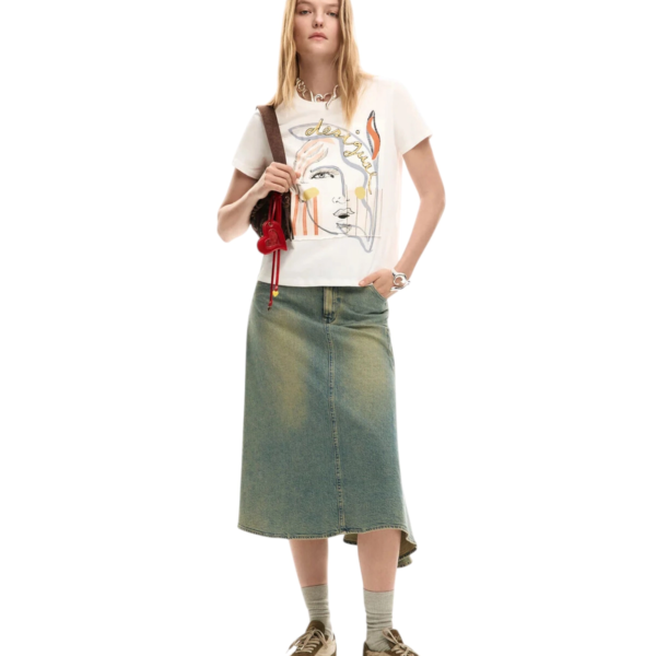 Desigual - Γυναικεία Κοντομάνικη Μπλούζα Vilma 26SWTK51-1000 Λευκό 26SWTK51-1000
