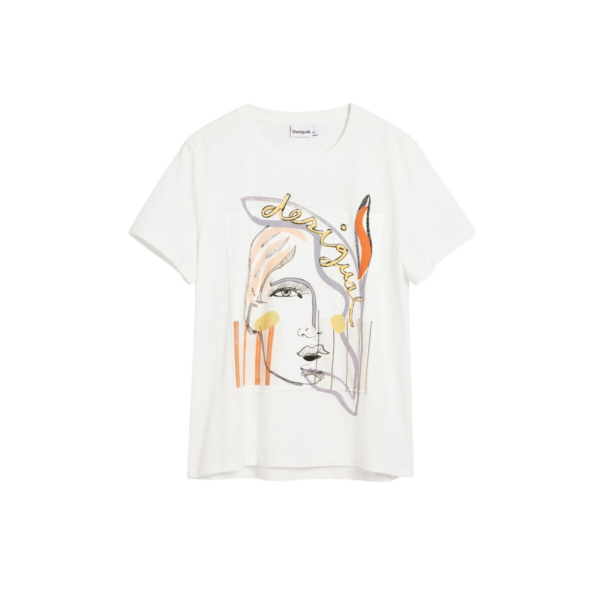 Desigual - Γυναικεία Κοντομάνικη Μπλούζα Vilma 26SWTK51-1000 Λευκό 26SWTK51-1000