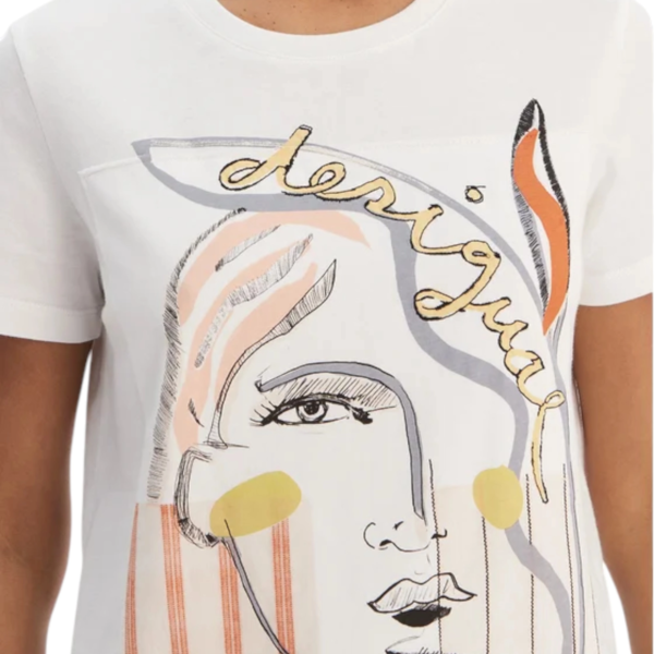 Desigual - Γυναικεία Κοντομάνικη Μπλούζα Vilma 26SWTK51-1000 Λευκό 26SWTK51-1000