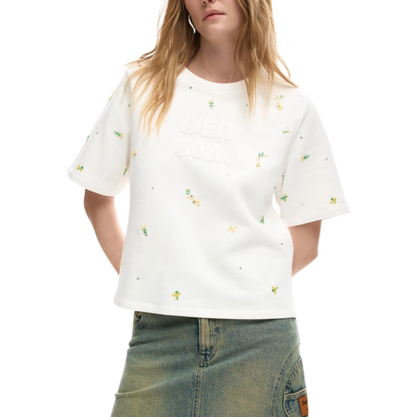 Desigual - Γυναικεία Κοντομάνικη Μπλούζα T-shirt Oporto 26SWTK09-1001 Λευκό