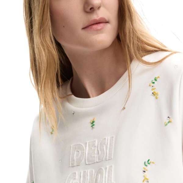 Desigual - Γυναικεία Κοντομάνικη Μπλούζα T-shirt Oporto 26SWTK09-1001 Λευκό 26SWTK09-1001