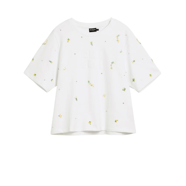 Desigual - Γυναικεία Κοντομάνικη Μπλούζα T-shirt Oporto 26SWTK09-1001 Λευκό 26SWTK09-1001