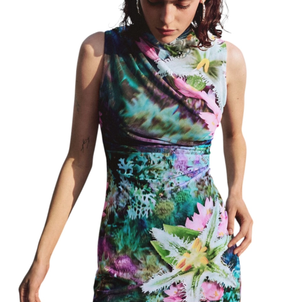Desigual - Γυναικείο Κοντό Φόρεμα Carrington 26SWVK40-4031 Πράσινο