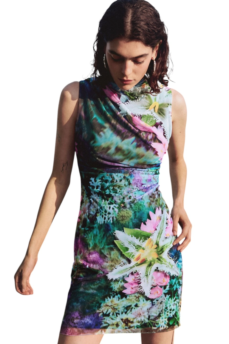 Desigual - Γυναικείο Κοντό Φόρεμα Carrington 26SWVK40-4031 Πράσινο