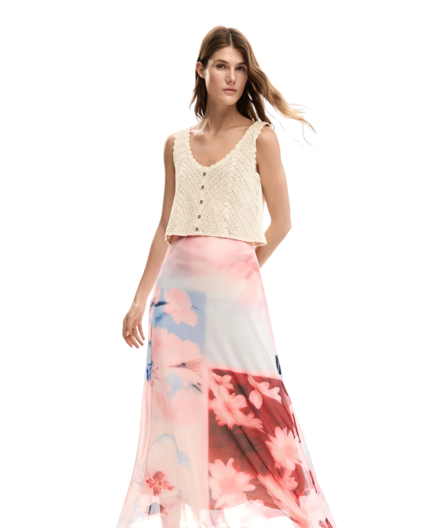Desigual - Γυναικείο Μακρύ Virginia 26SWVK31-3049 Ροζ (2) Desigual - Γυναικείο Μακρύ Συνδυασμένο πλεκτό φόρεμα Virginia 26SWVK31-3049 Ροζ 26SWVK31-3049