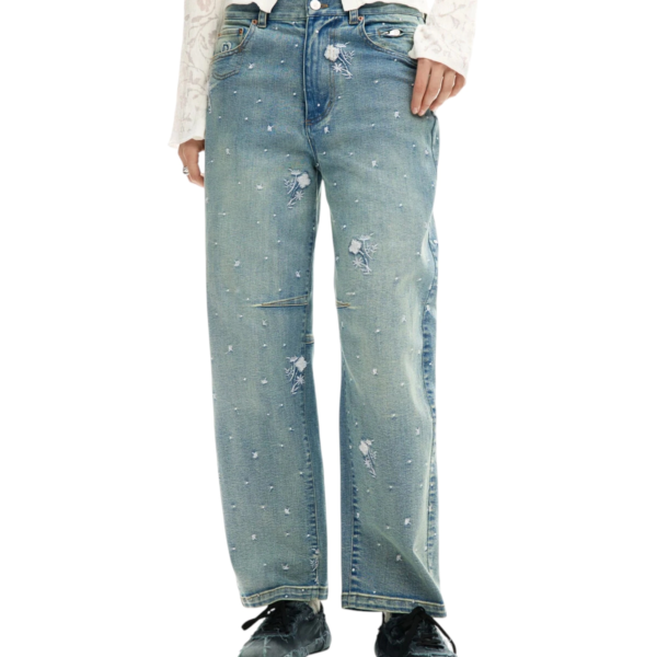 Desigual - Γυναικείο Παντελόνι Τζιν Shine Balloon Relaxed Fit 26SWDD36-5053 Μπλε Ανοιχτό