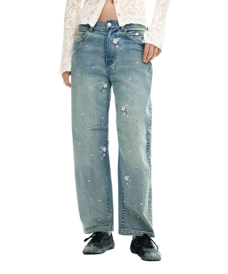 Desigual - Γυναικείο Παντελόνι Τζιν Shine Balloon Relaxed Fit 26SWDD36-5053 Μπλε Ανοιχτό