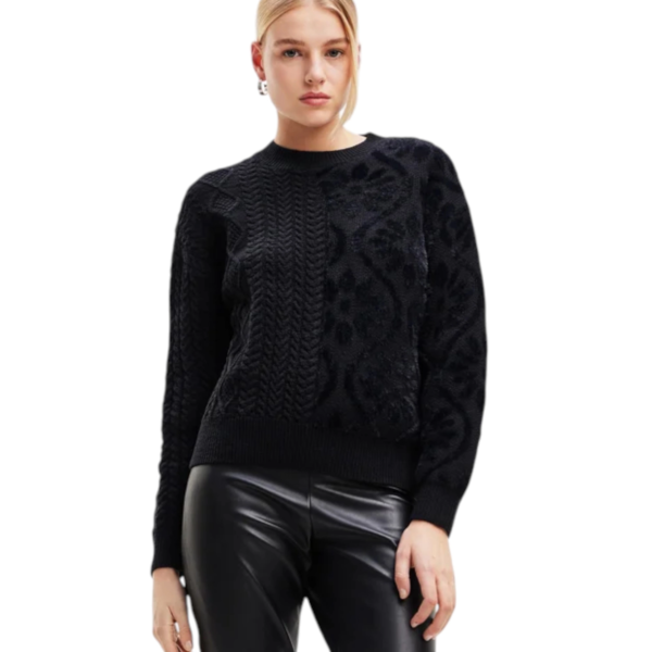 Desigual - Γυναικείο Πλεκτό Zιβάγκο Shasa Loose Fit 23WWJF50-2000 Μαύρο