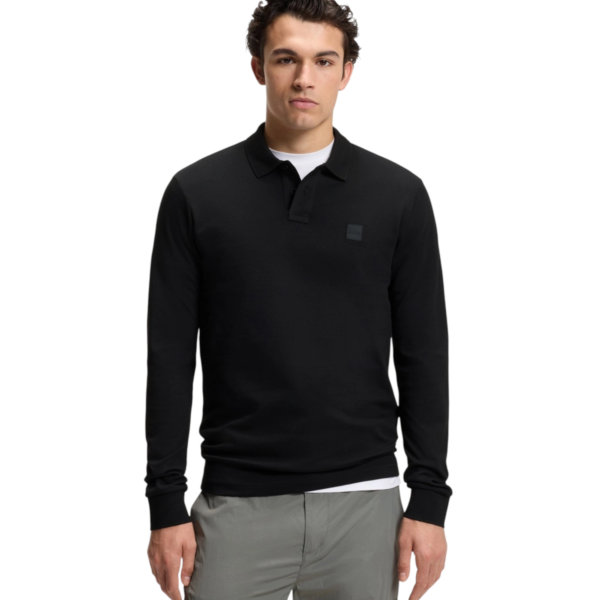 Hugo Boss - Ανδρικό Μακρυμάνικο Μπλουζάκι Polo 50507704-001 Μαύρο