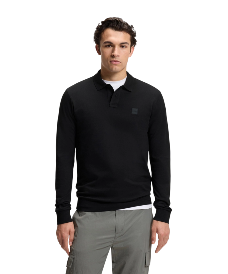 Hugo Boss - Ανδρικό Μακρυμάνικο Μπλουζάκι Polo 50507704-001 Μαύρο