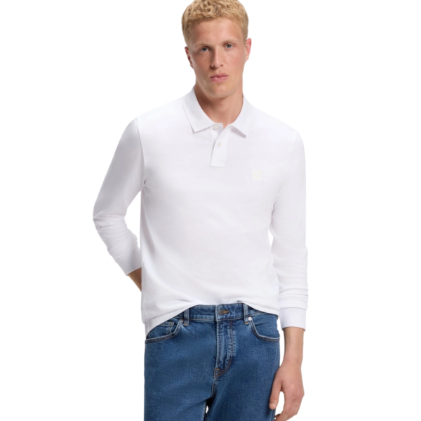 Hugo Boss - Ανδρικό Μακρυμάνικο Μπλουζάκι Polo 50507704-100 Λευκό