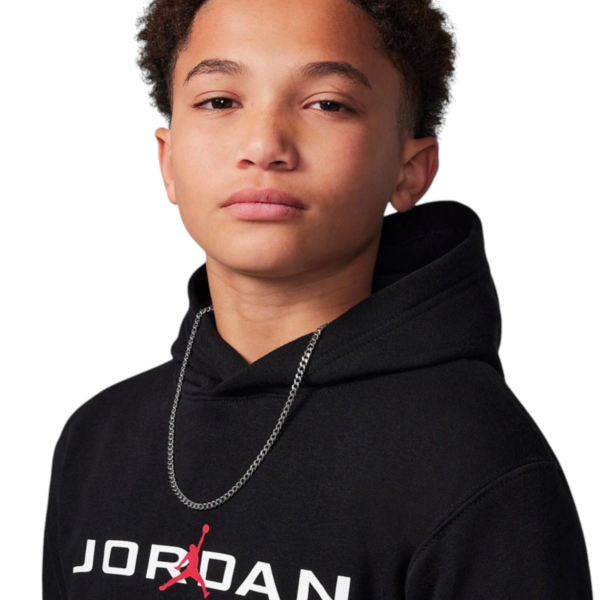 Jordan - Παιδική Μπλούζα Φούτερ με Κουκούλα Baseline MJ Stretch 95D665-023 Μαύρο 95D665-023