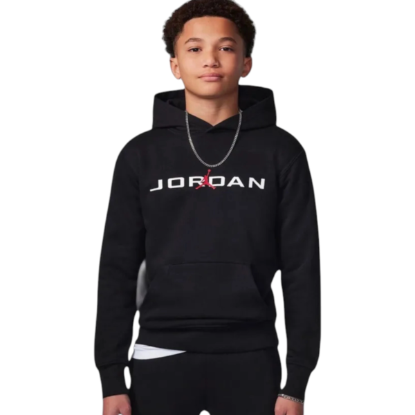 Jordan - Παιδική Μπλούζα Φούτερ με Κουκούλα Baseline MJ Stretch 95D665-023 Μαύρο