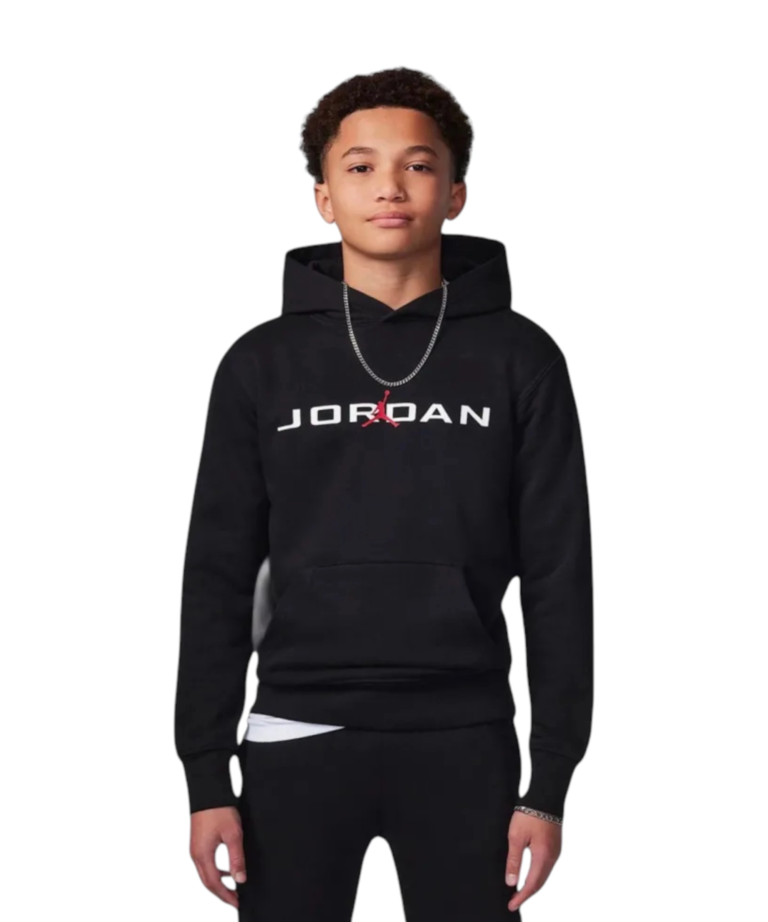 Jordan - Παιδική Μπλούζα Φούτερ με Κουκούλα Baseline MJ Stretch 95D665-023 Μαύρο