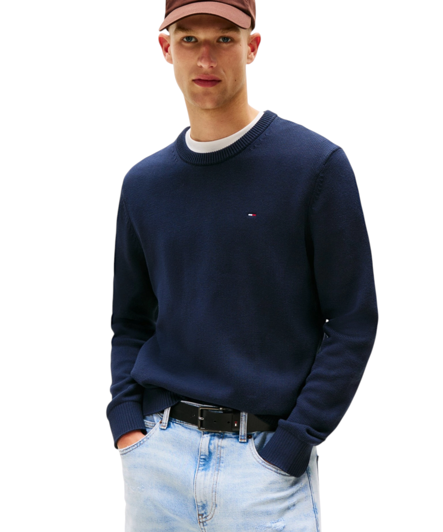 Tommy Hilfiger - Ανδρικό Πουλόβερ Essential Slim Fit DM0DM21787-C1G Μπλε Σκούρο (3) Tommy Hilfiger - Ανδρικό Πουλόβερ Essential Slim Fit DM0DM21787-C1G Μπλε Σκούρο DM0DM21787-C1G