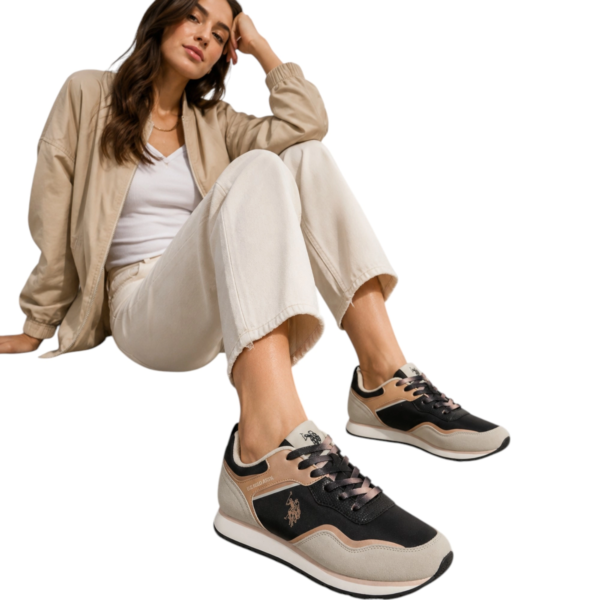 U.S. Polo Assn. - Γυναικεία Sneakers Nobik NOBIK010KCNH3F-BLK-BEI Μαύρο/Μπεζ NOBIK010KCNH3F-BEI