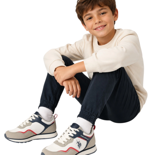 U.S. Polo Assn. - Παιδικά Sneakers Nobik NOBIK010KCNH4-WHI-LGR Λευκό/Μπλε NOBIK010KCNH4-WHI-LGR