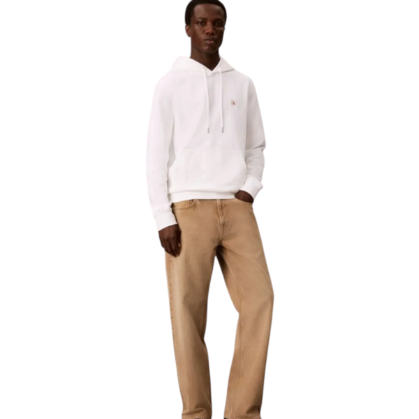 Calvin Klein - Ανδρική Μακρυμάνικη Φούτερ French Terry Woven Label Hoodie LV04RG269G-YAF Λευκό LV04RG269G-YAF