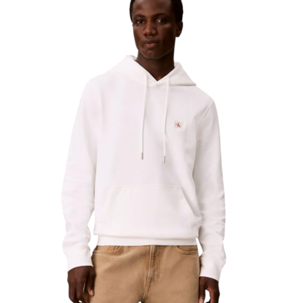 Calvin Klein - Ανδρική Μακρυμάνικη Φούτερ French Terry Woven Label Hoodie LV04RG269G-YAF Λευκό