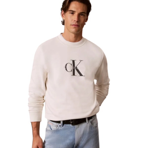 Calvin Klein - Ανδρική Μακρυμάνικη Φούτερ Non-Brushed LV04RG278G-YAS Εκρού LV04RG278G-YAS