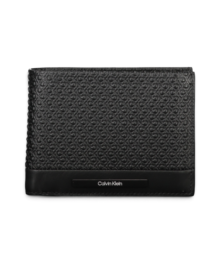 Calvin Klein - Ανδρικό Δερμάτινο Πορτοφόλι Textured Leather Trifold K50K511377-0GL Μαύρο
