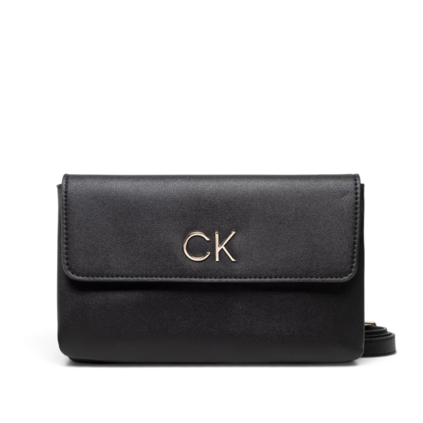 Calvin Klein - Γυναικεία Τσάντα Χιαστί Re-Lock Dbl Xbody W/Flap K60K609620-BAX Μαύρο