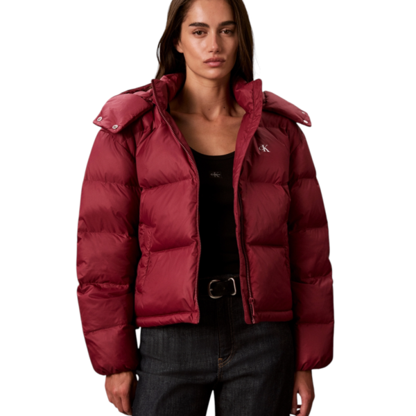 Calvin Klein - Γυναικείο Μπουφάν Short Down Puffer relaxed Fit LV047H500G-VG5 Μπορντό