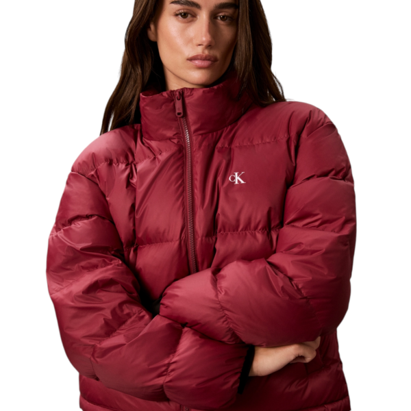 Calvin Klein - Γυναικείο Μπουφάν Short Down Puffer relaxed Fit LV047H500G-VG5 Μπορντό LV047H500G-VG5