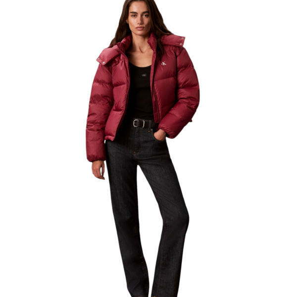 Calvin Klein - Γυναικείο Μπουφάν Short Down Puffer relaxed Fit LV047H500G-VG5 Μπορντό LV047H500G-VG5