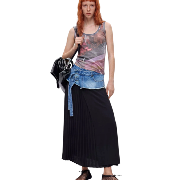 Desigual - Γυναικεία Μακριά Φούστα College 26WWFD01-5053 Μαύρο/Μπλε 26WWFD01-5053