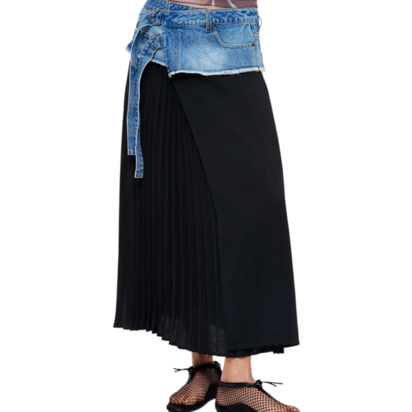 Desigual - Γυναικεία Μακριά Φούστα College 26WWFD01-5053 Μαύρο/Μπλε