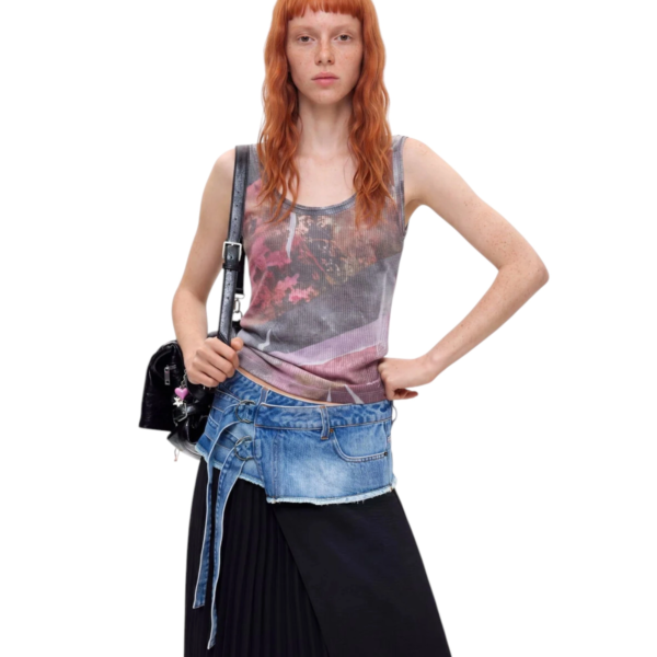 Desigual - Γυναικεία Μακριά Φούστα College 26WWFD01-5053 Μαύρο/Μπλε 26WWFD01-5053