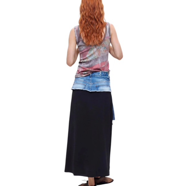 Desigual - Γυναικεία Μακριά Φούστα College 26WWFD01-5053 Μαύρο/Μπλε 26WWFD01-5053