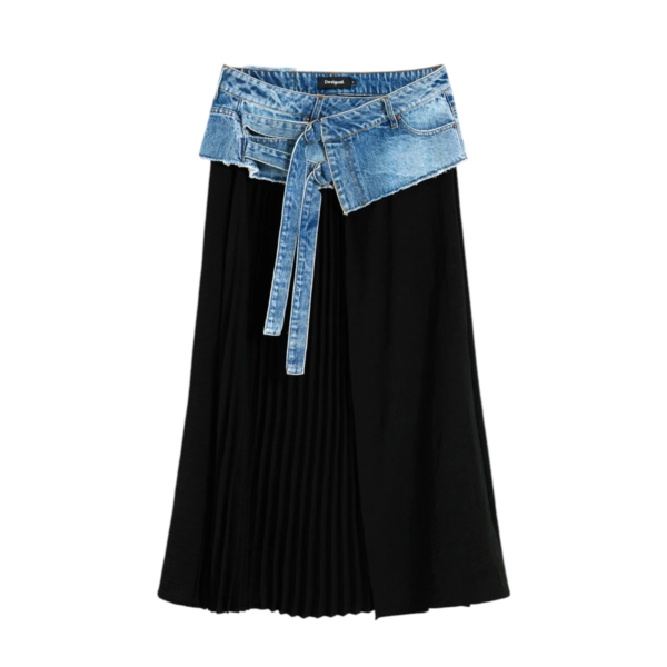 Desigual - Γυναικεία Μακριά Φούστα College 26WWFD01-5053 Μαύρο/Μπλε 26WWFD01-5053