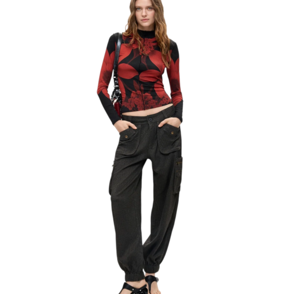 Desigual - Γυναικεία Πλεκτή Μπλούζα Sendai 26WWTK54-2000 Μαύρο/Κόκκινο 26WWTK54-2000