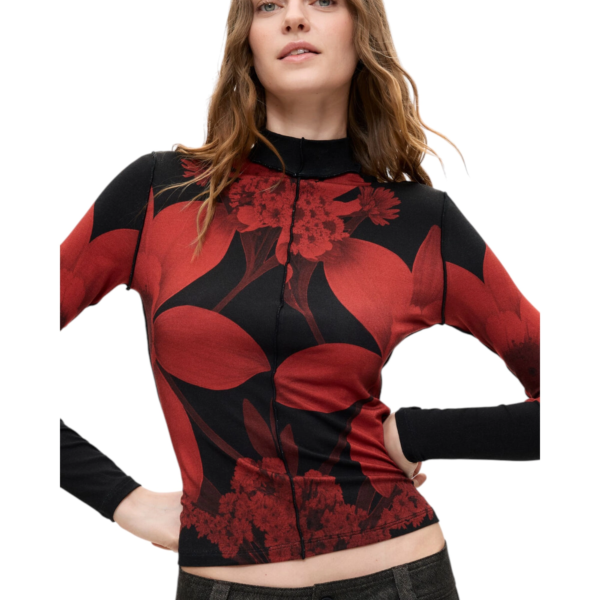 Desigual - Γυναικεία Πλεκτή Μπλούζα Sendai 26WWTK54-2000 Μαύρο/Κόκκινο 26WWTK54-2000