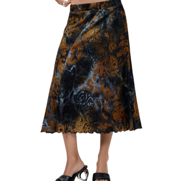 Desigual - Γυναικεία Πλεκτή Φούστα Σωλήνας Dublin 26WWFK04-5030 Μπλε/Καφέ 26WWFK04-5030