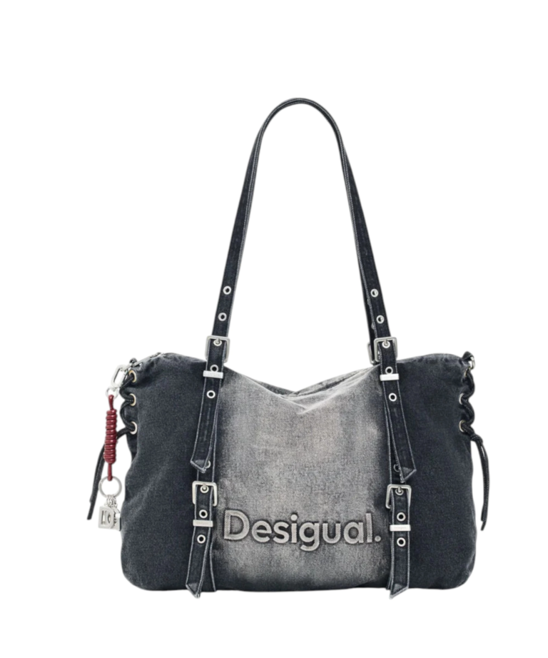 Desigual - Γυναικεία Τσάντα Ώμου Half Logo Denim Lanuza 26WAXD06-2070 Μαύρο