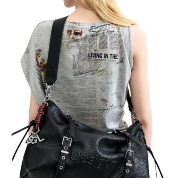 Desigual - Γυναικεία Τσάντα Ώμου/ Χιαστί Lanuza Half Logo 26WAXP06-2000 Μαύρο 26WAXP06-2000