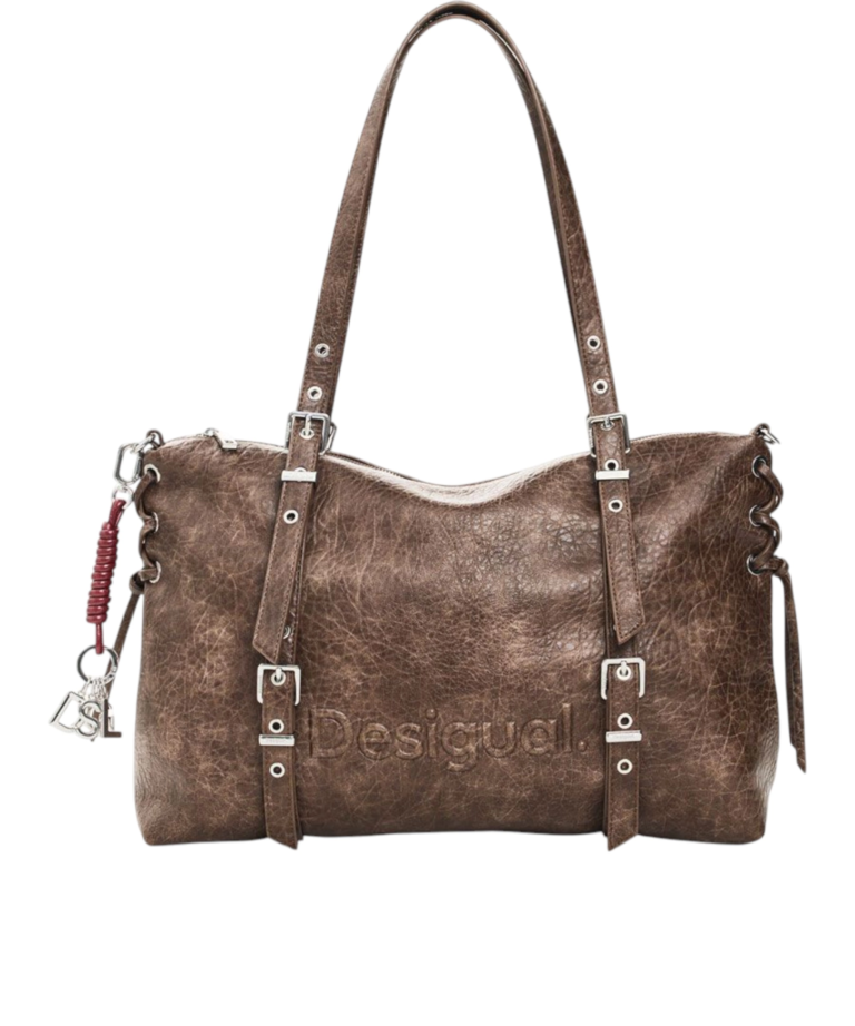 Desigual - Γυναικεία Τσάντα Ώμου/ Χιαστί Lanuza New Half Logo 26WAXPAF-6044 Καφέ